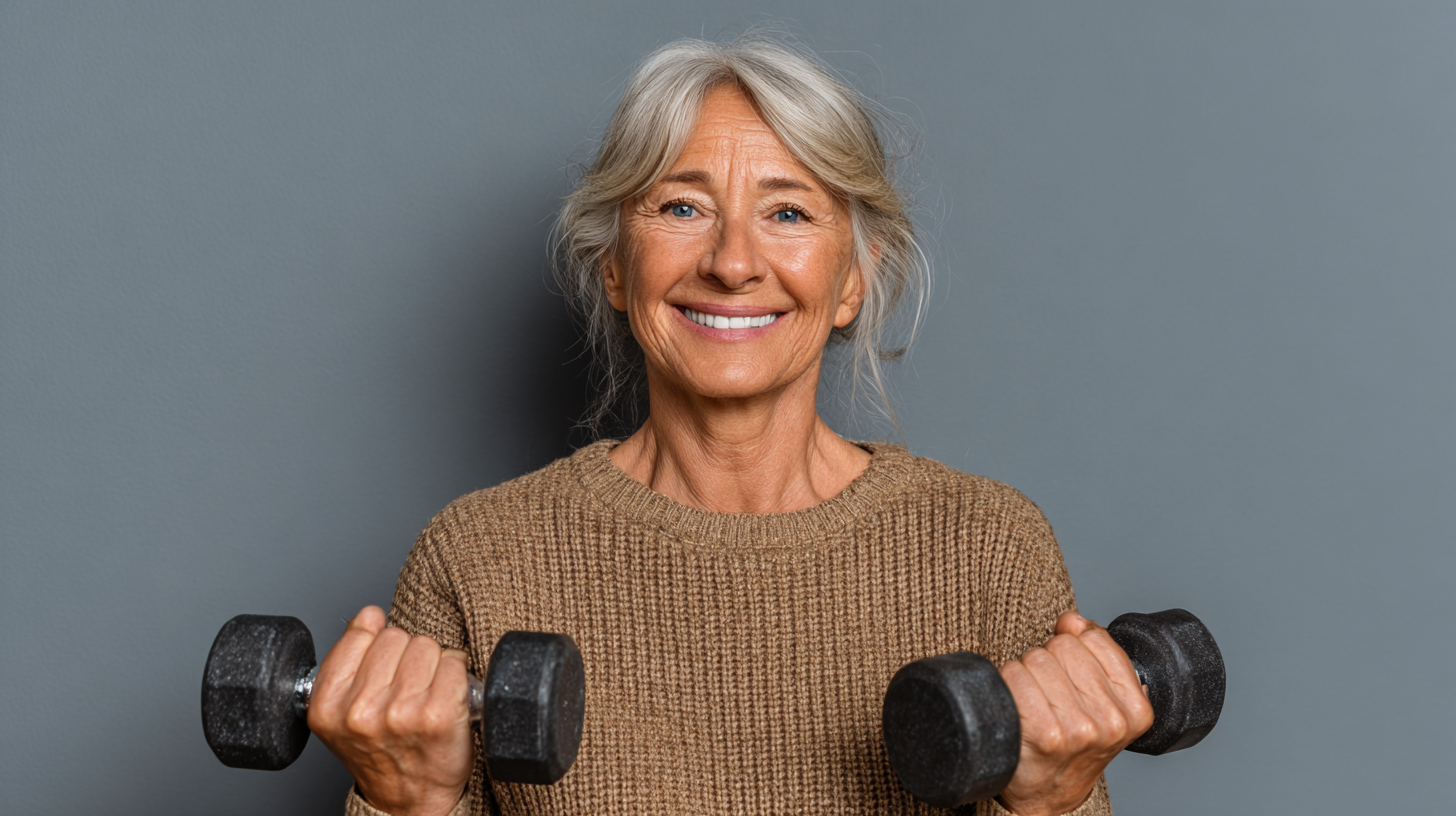 Група усмихнати възрастни хора след тренировка